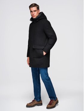 Ombre Ombre Płaszcz zimowy OM-COWC-0132 Czarny Regular Fit