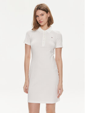 Tommy Hilfiger Tommy Hilfiger Ежедневна рокля 1985 WW0WW37853 Екрю Slim Fit
