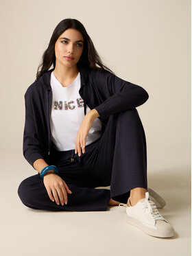 Oltre Oltre Pantaloni di tessuto P603J002463N034 Blu Baggy Fit