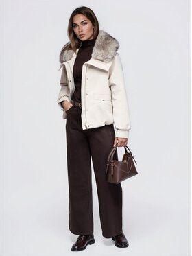 Ombre Ombre Kurtka bomber OW-JT-E0008 Beżowy Relaxed Fit