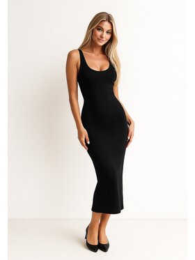 Nudyess Nudyess Letné šaty Melanie Maxi z prążka Čierna Fitted Fit