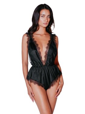 Perilla Perilla Piżama Kombinezon Mina Black Czarny Regular Fit