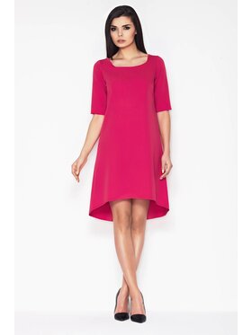 Awama Awama Sukienka letnia A056 Różowy Basic Fit