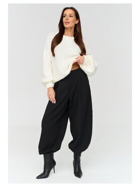 Makadamia Makadamia Spodnie materiałowe C88 Czarny Loose Fit