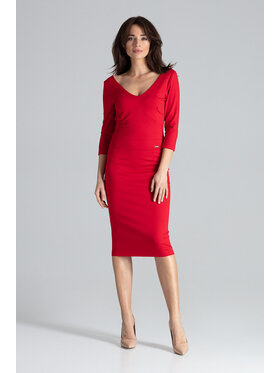 Lenitif Lenitif Sukienka K476 Czerwony Regular Fit