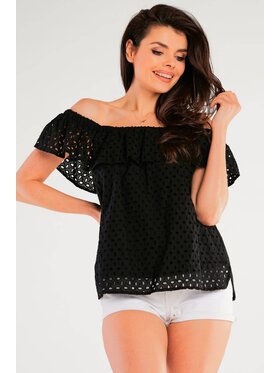 Awama Awama Bluzka A437 Czarny Basic Fit