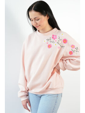 White Rvbbit White Rvbbit Bluza z haftem - kwiaty Różowy Oversize