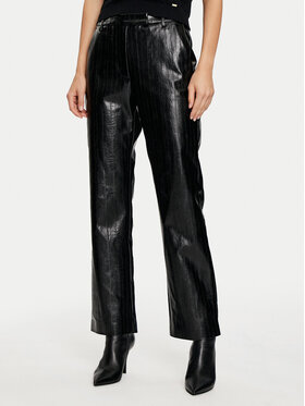 Sisley Sisley Tehisnahast püksid 4S6DLF064 Must Straight Leg