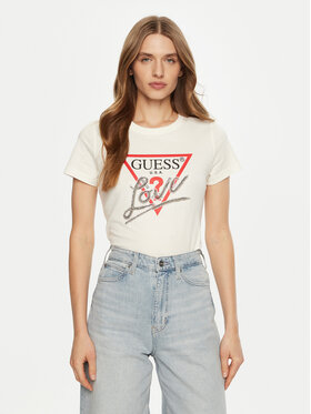 Guess Guess Tričko W5RI10 I3Z14 Écru Regular Fit