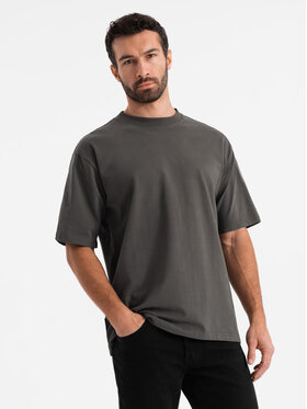 Ombre Ombre T-Shirt OM-TSBC-0234 Szary Loose Fit