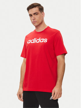 adidas adidas T-Shirt Essentials Single Jersey Linear Embroidered Logo T-Shirt IC9278 Czerwony Regular Fit
