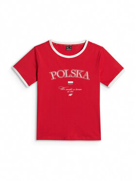 4F 4F T-Shirt STREFA KIBICA Czerwony Slim Fit