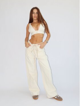 MissDenim MissDenim Jeansy Baggy Fit Kremowy Baggy Fit