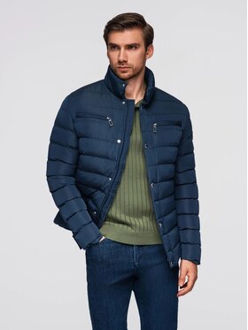 Ombre Ombre Kurtka przejściowa OM-JALP-0260 Granatowy Regular Fit