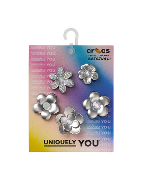Crocs Crocs Accesorii pentru pantofi Jibbitz Monochrome Slvr Flwrs 5 Pack 10013258 Colorat