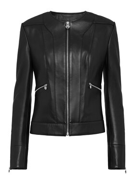 PHILIPP PLEIN PHILIPP PLEIN Kožená bunda 9471 Čierna Slim Fit