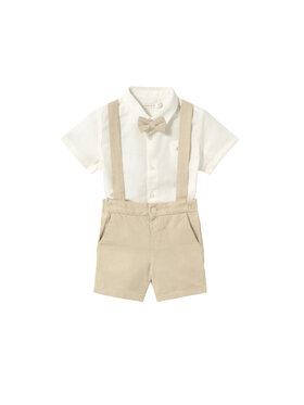 Mayoral Mayoral Sada košile a sportovní šortky 1226 Béžová Regular Fit
