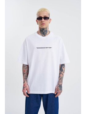 MyStars MyStars T-Shirt Koszulka Z Krótkim Rękawem Oversize Męska Biała Machinist Dangerous XL Biały Oversize