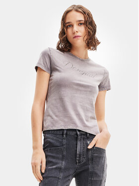 Desigual Desigual T-krekls 23WWTKBB Pelēks Slim Fit