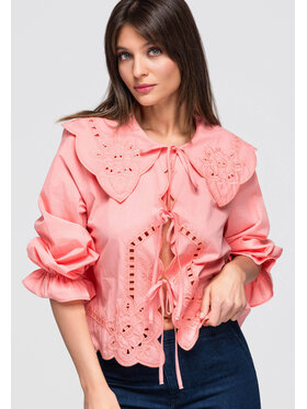 Ombre Ombre Košile OW-SH-E0044 Korálová Loose Fit