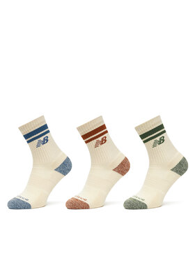 New Balance New Balance Комплект 3 чифта дълги чорапи мъжки Active Lifestyle Striped Crew LAS35210AS3 Екрю
