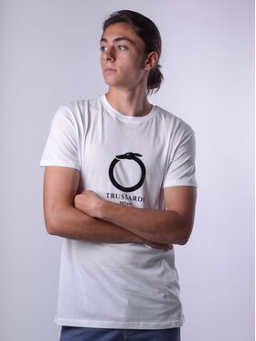 Trussardi Trussardi T-Shirt T-SHIRT UOMO SERIE LOGO MILANO 1911 LUX TRUSSARDI Biały Classic Fit