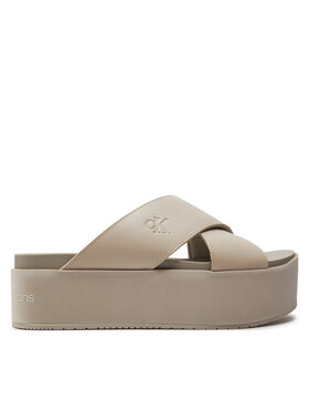Calvin Klein Jeans Calvin Klein Jeans Klapki Flatform Cross Mg Uc YW0YW01349 Beżowy