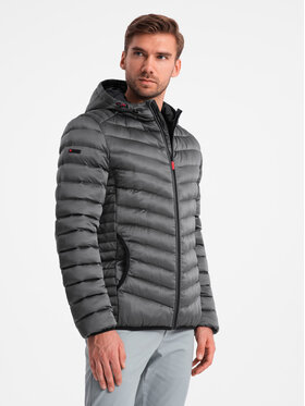 Ombre Ombre Kurtka zimowa OM-JALP-0180 Szary Regular Fit