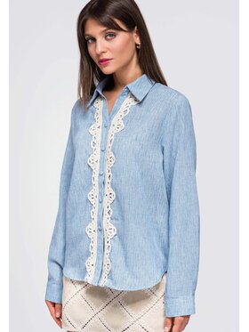 Ombre Ombre Koszula OW-SH-E0055 Niebieski Loose Fit