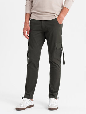 Ombre Ombre Kalhoty z materiálu OM-PACG-0197 Šedá Regular Fit