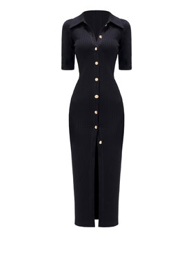 sax35th sax35th Sukienka dzianinowa VERA Czarny Slim Fit