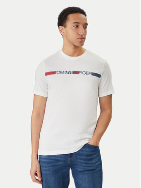 Tommy Hilfiger Tommy Hilfiger Tricou Brand Love MW0MW42368 Alb Regular Fit