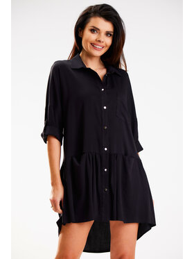 Awama Awama Sukienka letnia A584 Czarny Basic Fit