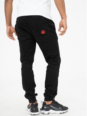 Jigga Wear Jigga Wear Spodnie materiałowe Spodnie Jogger Jigga Crown Deep Czarne / Czerwone XL Czarny Reglan Fit