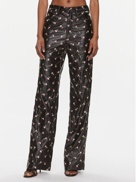 ROTATE ROTATE Παντελόνι από απομίμηση δέρματος Printed Straight Pants 1120042890 Μαύρο Regular Fit