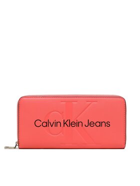 Calvin Klein Jeans Calvin Klein Jeans Didelė Moteriška Piniginė Sculpted Mono Zip Around Mono K60K607634 Koralų