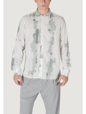 Antony Morato Antony Morato Koszula BARCELONA REGULAR STRAIGHT FIT WITH LOGOED METAL BADGE Zielony Regular Fit