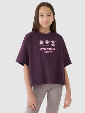 4F 4F T-Shirt 4FJRSS25TTSHF2587-50S Fioletowy Cropped Fit