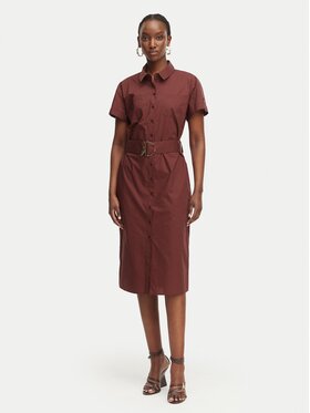 Patrizia Pepe Patrizia Pepe Srajčna obleka 2A3067/A9B9-B887 Temno rjava Regular Fit