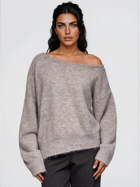 Ombre Ombre Svetr OW-SW-E0060 Béžová Relaxed Fit