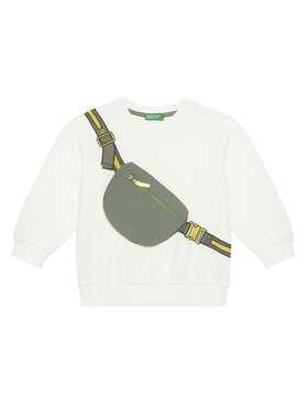 United Colors Of Benetton United Colors Of Benetton Суитшърт 32N4G10KO Бял Relaxed Fit