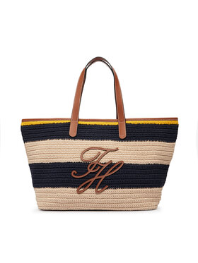 Tommy Hilfiger Tommy Hilfiger Ročna torba Th Nautical Tote Crochet Str AW0AW18816 Pisana