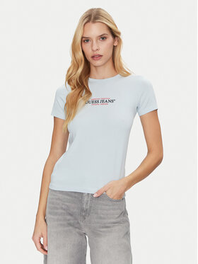 Guess Jeans Guess Jeans T-Shirt W4YI03 J1314 Błękitny Slim Fit