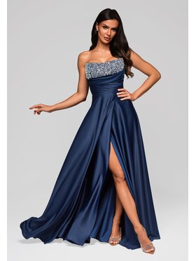 Ombre Ombre Sukienka wieczorowa LA-OM-DLR223 Granatowy Regular Fit