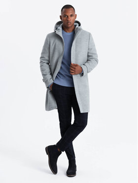 Ombre Ombre Kabát OM-COWC-22FW-005 Šedá Regular Fit