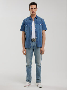 BIG STAR BIG STAR Koszula SHORT_SLEEVE_WESTERN_377_140 Niebieski Basic Fit