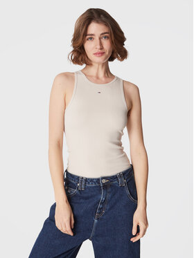 Tommy Jeans Tommy Jeans Felső Essential DW0DW14875 Bézs Slim Fit