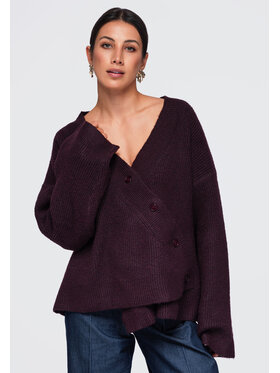 Ombre Ombre Sweter OW-SW-E0013 Fioletowy Relaxed Fit