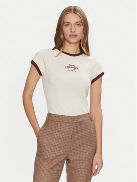 Tommy Hilfiger Tommy Hilfiger Tricou WW0WW43898 Bej Slim Fit