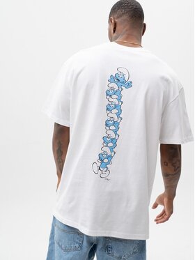 Smerfy Smerfy T-Shirt Szeroka luźna za duża acid wash 117232 Biały Oversize
